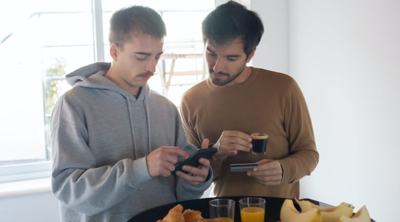 men using smartphone