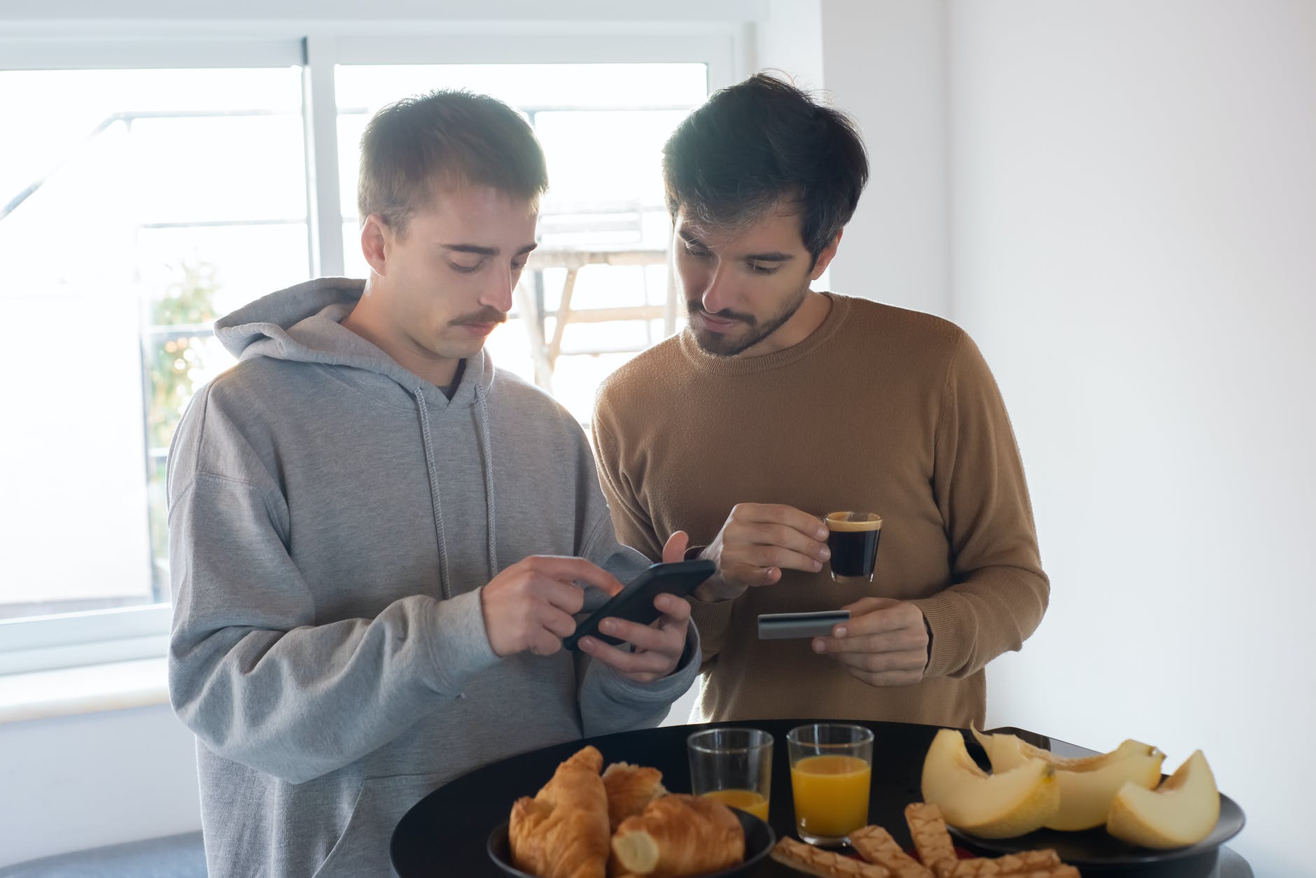 men using smartphone